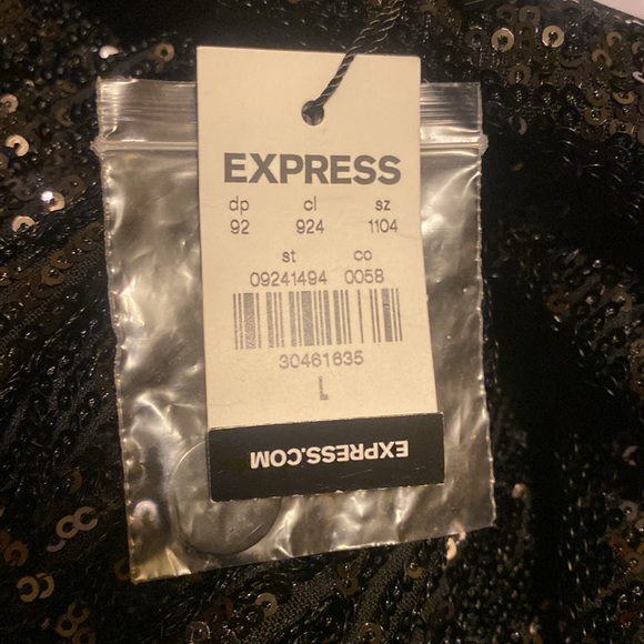 Express Black Sequin Crop Pleated High Waisted Trouser Size L NWT- Party Wear - Picture 10 of 13